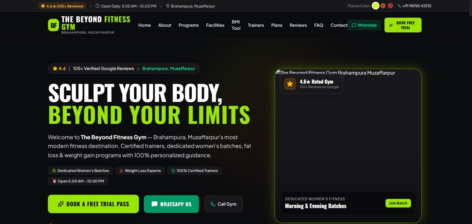 Beyond Gym homepage preview