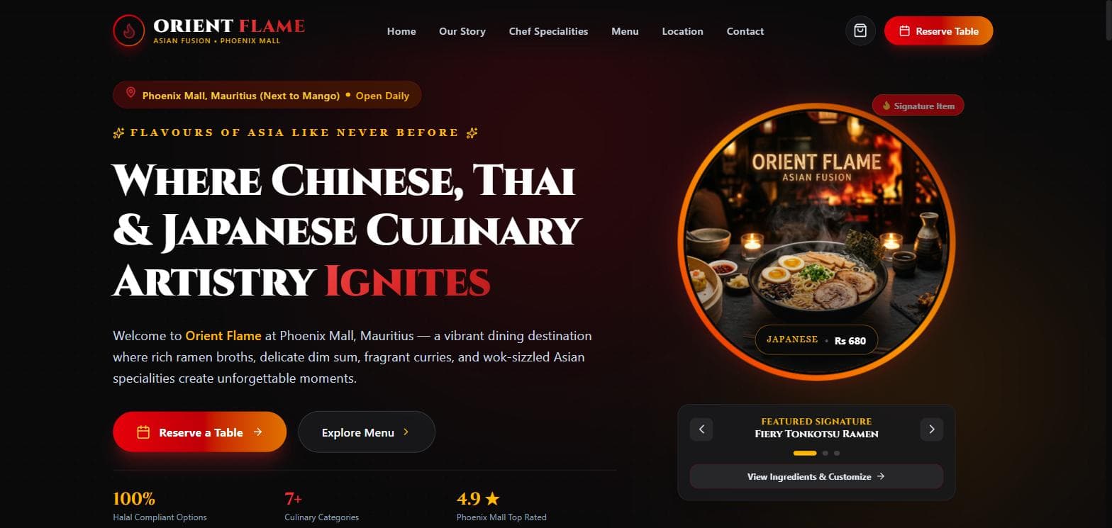 Orient Flame homepage preview